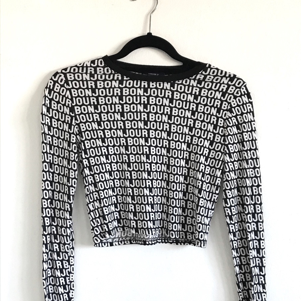FOREVER 21 “bonjour” Long Sleeve
